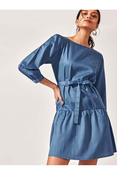 The Label Life Slate Drop Waist Mini Dress Chic & Flowy
