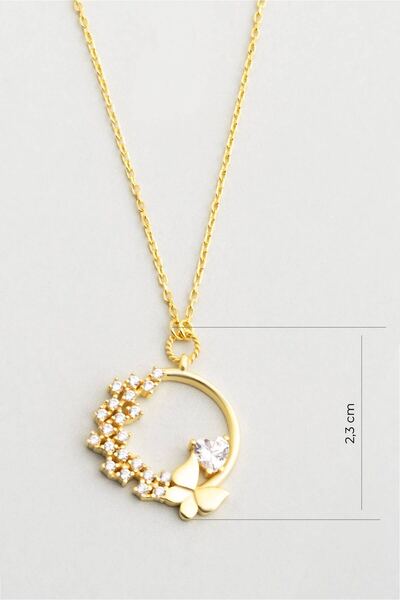 So CHIC... Aşk Kelebeği 18 Ayar Sarı Altın Kaplama 45 Cm Gümüş Minimal Kolye