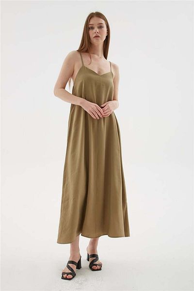Fashion Friends Μοντάλ Φόρεμα Χακί με λουράκι