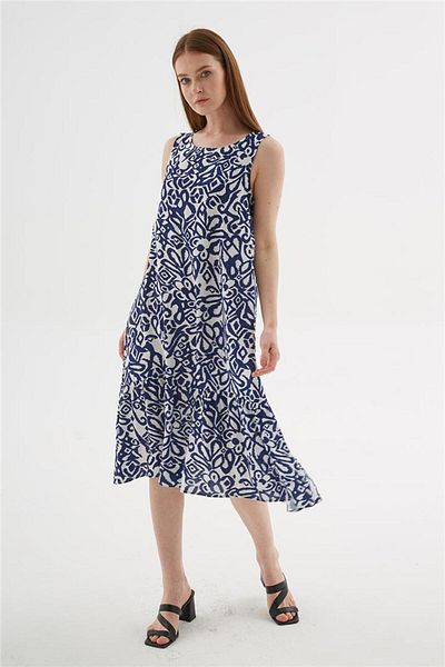 Fashion Friends Rochie din vascoza cu model albastru