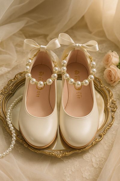 SIRRI Girl's Pearl Ballerina Shoes
