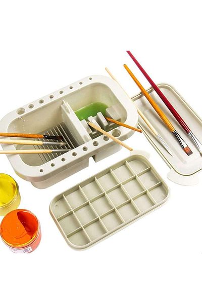 COOYA 3 In 1 Paint Brush Washer,With Palette and Brush Holders, For Watercolor Oil Painting Creative
