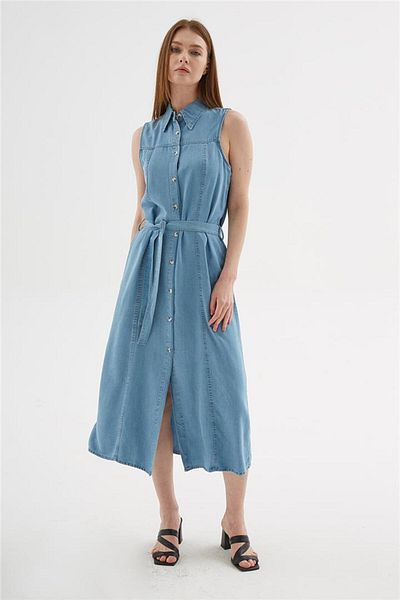 Fashion Friends Rochie cămașă din denim albastru