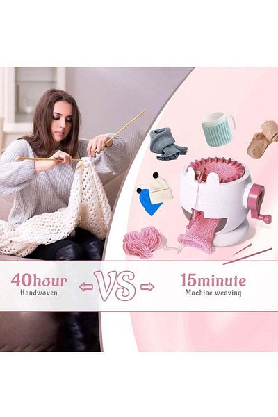 COOYA Children's DIY knitting machine set toys, 22 needles, 2 modes, safe and durable, easy to use, pink