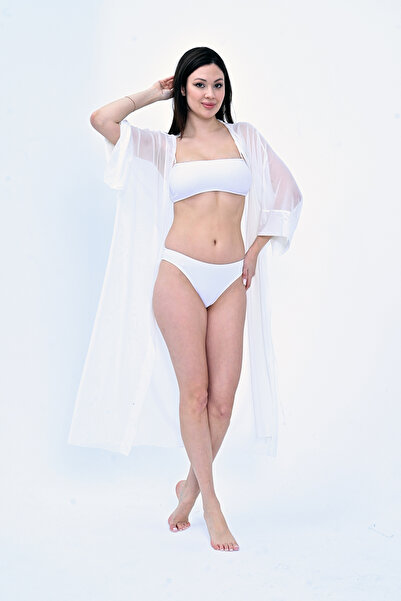 JOLT Γυναικείο κιμονό σε λευκό χρώμα Μοντέλο No: 001