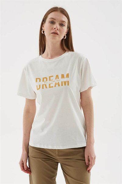 Fashion Friends 100% Cotton Printed Ecru T-Shirt
