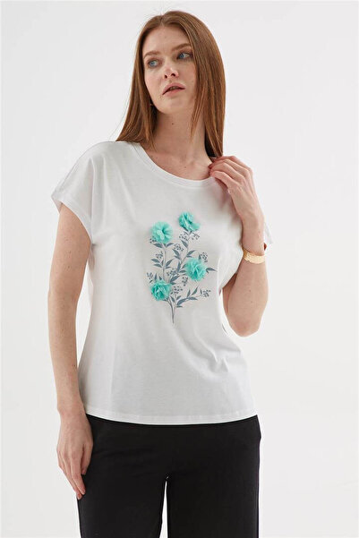 Fashion Friends Μπλούζα από 100% βαμβάκι με στάμπα Λευκή