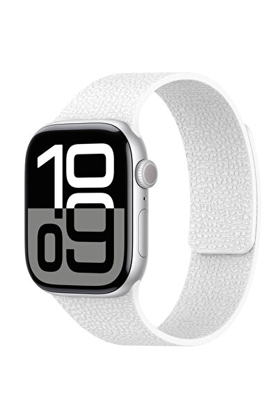 BUTAM BİLİŞİM ساعة 10 مقاس 42 ملم KRD-136 سلك سيليكون منقوش - أبيض