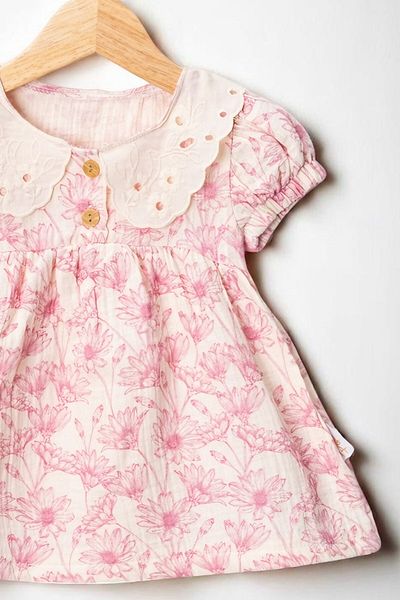 minuma Baby Girl Collared Buttoned Floral Patterned Dress 6-24 Months