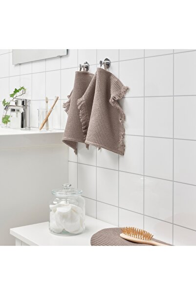 IKEA Vallasån Washcloth 30x30 Cm Light Grey/brown – Fast-drying Cotton/viscose Towel