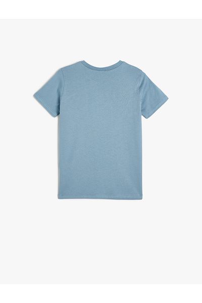 Koton Tricou de bază din bumbac cu mânecă scurtă cu decolteu