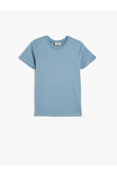 Koton Tricou de bază din bumbac cu mânecă scurtă cu decolteu