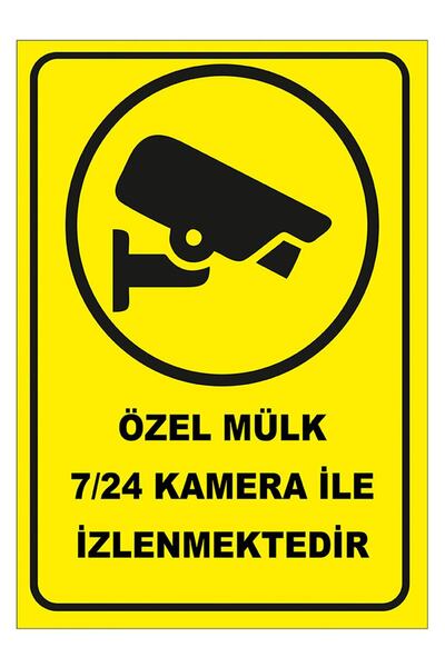 New Jargon Özel Mülk 7-24 Kamera Ile Izlenmektedir Levhası - Sac Malzeme 35x50cm