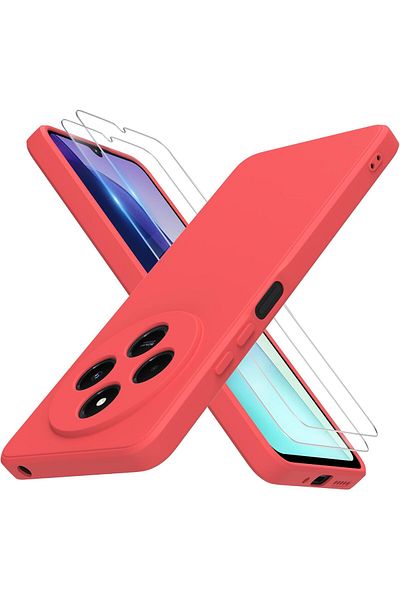 AWH Xiaomi Redmi 14C 4G with 2 Tempered Glass Screen Protector, Redmi 14C Silicone Slim Case