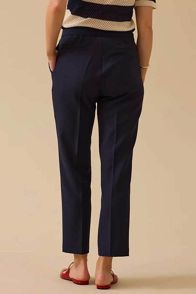 SEÇİL Women's Ankle Length Trousers with Pockets - Navy Blue