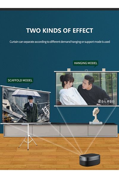 FlashHawk 72 inch 16:9 Portable Projector Screen, White Fiberglass Material, 2-in-1 Wall Mount&Tripod Stand