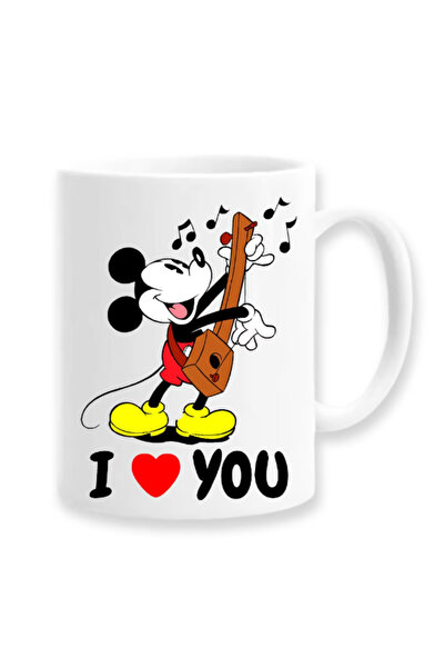 OEM Εξατομικευμένη Λευκή Κούπα I Love You, Μοντέλο Mickey, Inovatix®. 330 ml