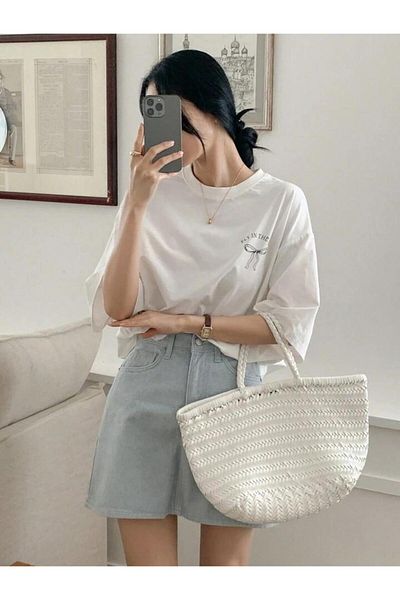 trendgar λευκό μπλουζάκι unisex oversize με στάμπα με φιόγκο