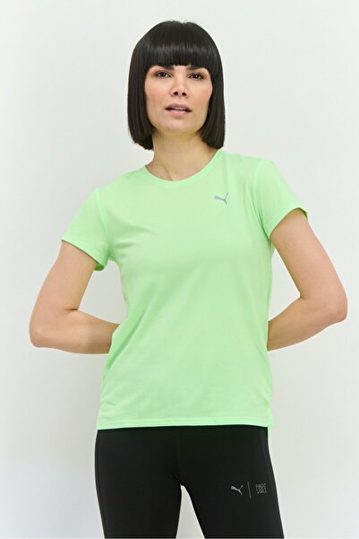 Puma بلوزة رياضية نسائية بأكمام قصيرة للتدريب، لون أخضر ليموني