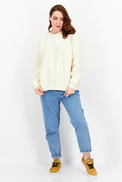 Ellesse Women Crew Neck Long Sleeve Sweatshirt, Cream