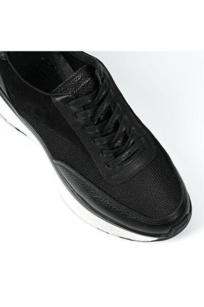 TETRİ George Model Hakiki Deri El Yapımı Erkek Siyah Sneaker