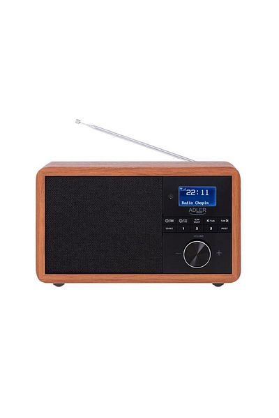 adler Adler Clock Radio, Bluetooth, Wood, Brown/Black