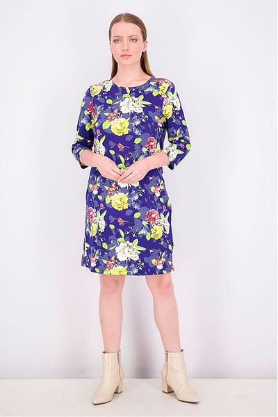 Tchibo Women Floral Nightdress, Blue Combo