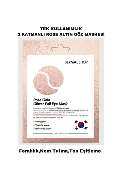 Dermal 3 Layer Rose Flash Foil Paper Eye Mask Against Under-Eye Bags 4 Gr 5 Pieces