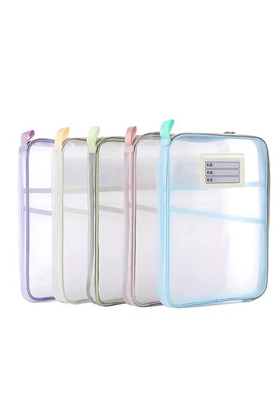 VELLICHOR Large Capacity L-Shaped Clear Document File Organizer Bag 3 Compartments
