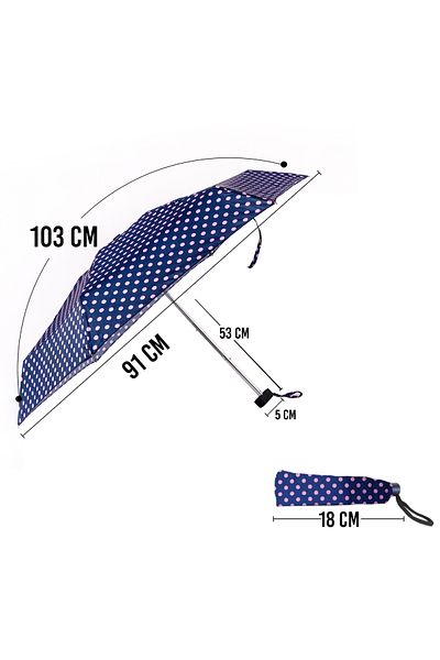Biggdesign Moods Up Pink Polka Dot Navy Blue Mini Umbrella