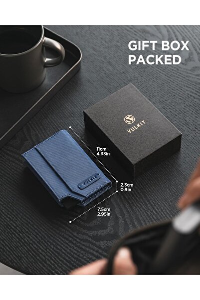 VULKIT Erkek Cüzdanı Pop-Up Kartlık 12 Kartlık RFID Koruma ve Bozuk Para Gözlü