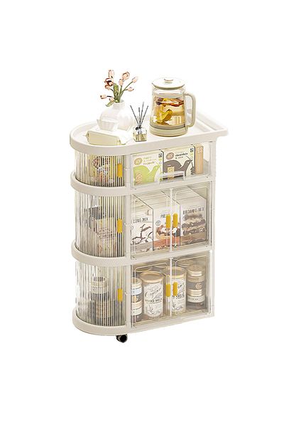 Yeya 3 In 1 Baby Supplies Storage Shelf, 3-Layer Folding And Movable Trolley Shelves For Storage