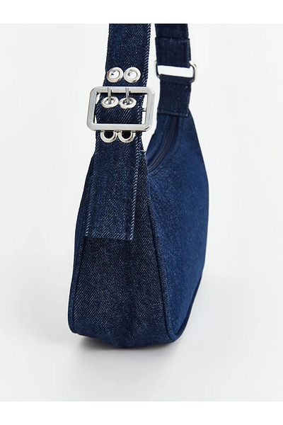 LC Waikiki Lcw Accessories Blue Denim Women's Baguette Bag