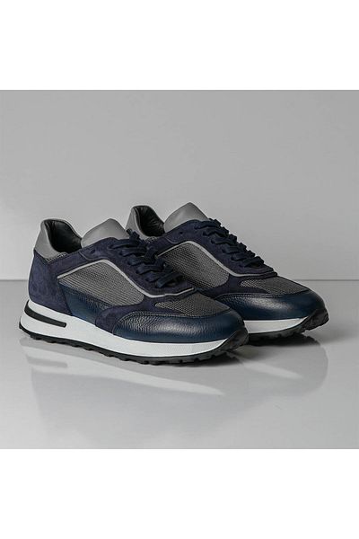 TETRİ Marcus Model Genuine Leather Men's Navy Blue Sneakers