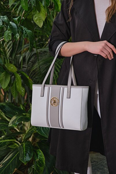 U.S. Polo Assn. Geantă exclusivă online pentru femei Us8029 White-Grey