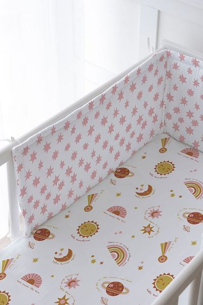 Tuğba Kuğu Baby Bedside Protector and Printed Sheet Sleeping Set - Iconic Series - Boho Galaxy