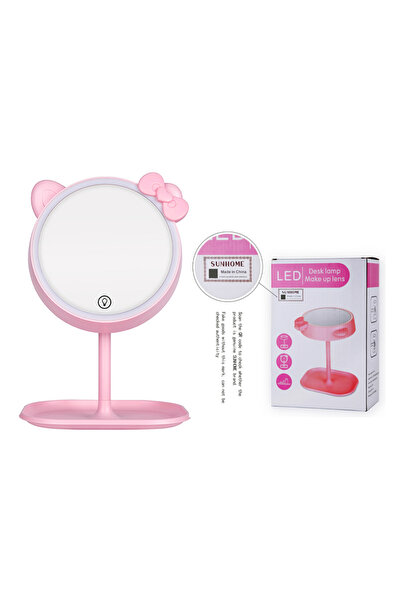 ETG مرآة مكياج LED بثلاثة ألوان وردية