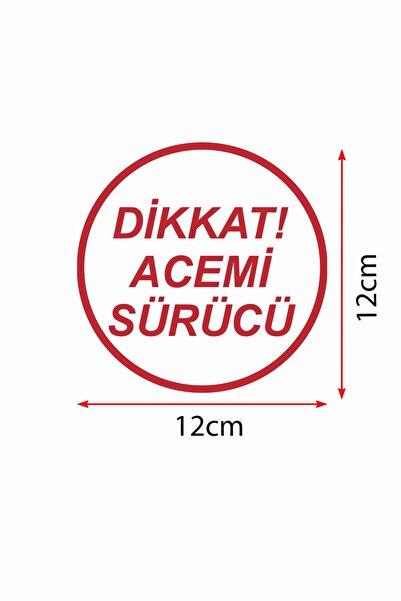 New Jargon Dikkat Acemi Sürücü Araba Sticker 12x12cm