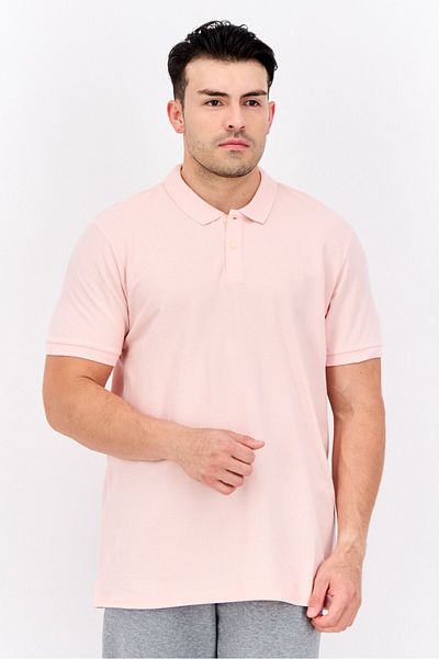 Lee Men Regular Fit Embroidered Logo Short Sves Polo, Light Pink