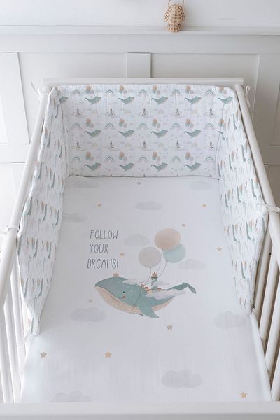 Tuğba Kuğu Baby Bedside Protector and Printed Sheet Sleeping Set - Iconic Series - Whale's Dreams