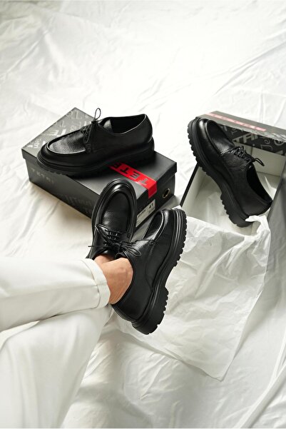 TETRİ Italian Model Men's Black Genuine Leather Shoes