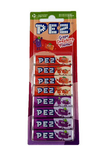 Pez Grape Strawberry Flavours Şeker Blister 8'li Yedek Şekerleme
