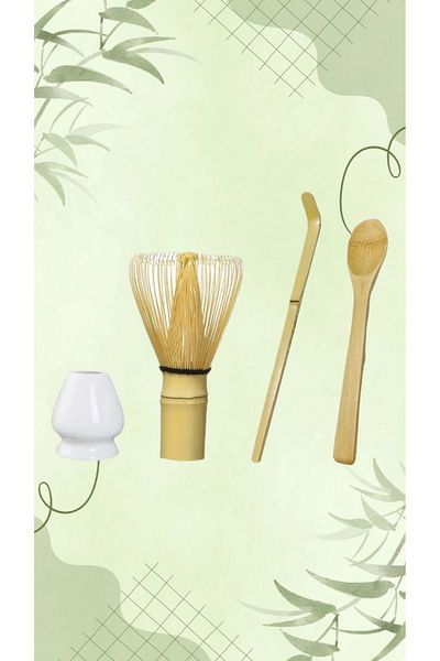 Alenked Matcha Matcha Set: Whisk, Traditional Spoon, Teaspoon and Whisk Holder