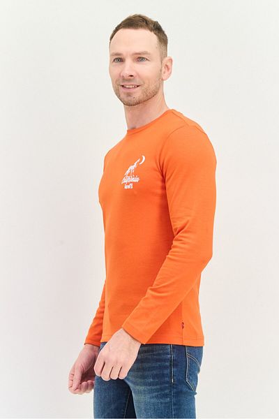 Levi's Men Crew Neck Long Sleeves Graphic Print T-shirt, Orange