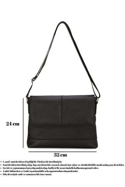 CERFF LEATHER CLUP Black Unisex Crossbody Messenger & Briefcase