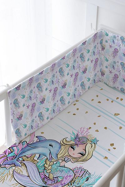 Tuğba Kuğu Baby Bedside Protector and Printed Sheet Sleeping Set - Iconic Series - Blonde Mermaid