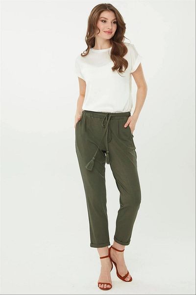 Desen Triko Carrot Long Combed Cotton Women's Fabric Trousers 22722-2Y2