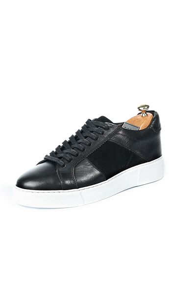 TETRİ Rossini Model Genuine Leather Handmade Men's Black Sneakers