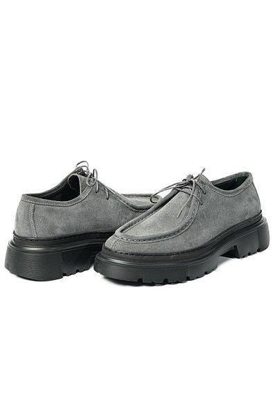TETRİ Men's Gray Thick Sole Genuine Leather Casual Shoes - Alviso Longo Model