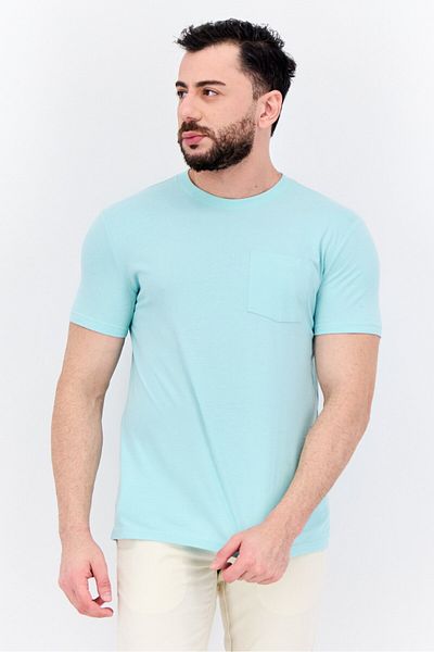 GAP Men Crew Neck Short Sleeves Solid Print T-Shirt, Mint Green